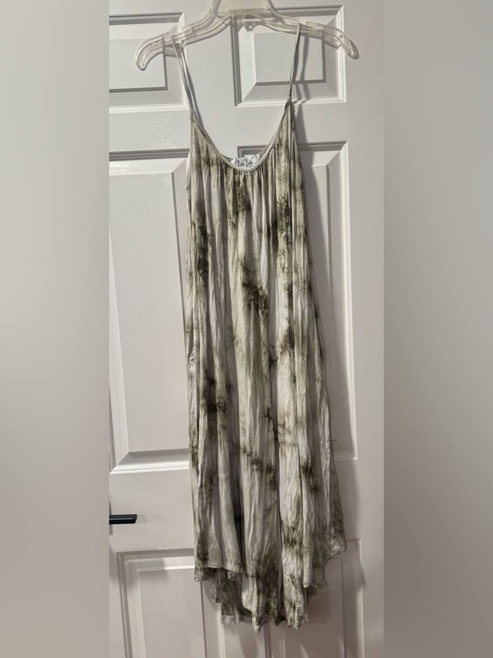 Vava by Joy Han Olive and White Tie-Dye Maxi Jumpsuit